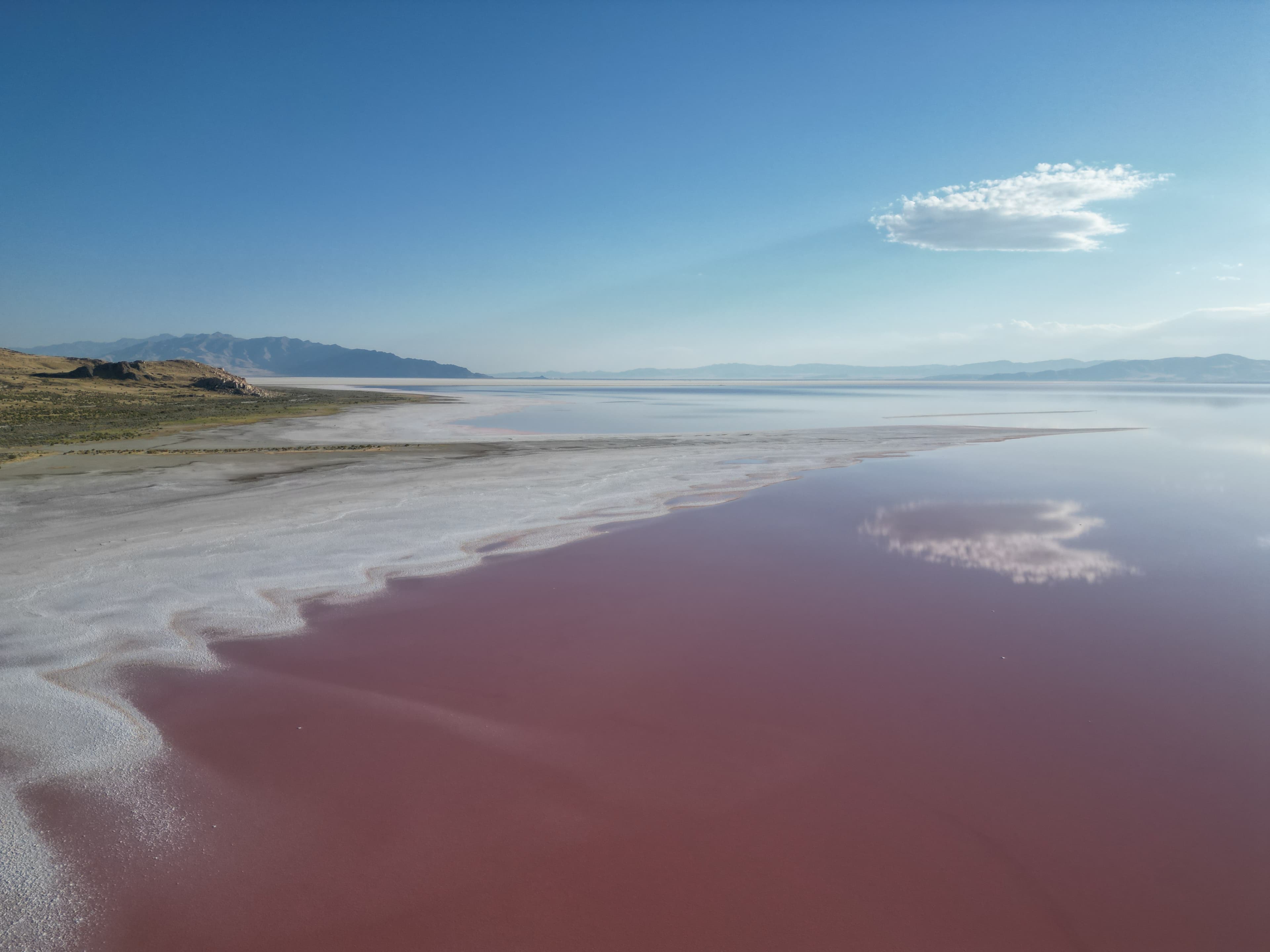 Salt flats reflecting the sky near the Great Salt Lake, Utah