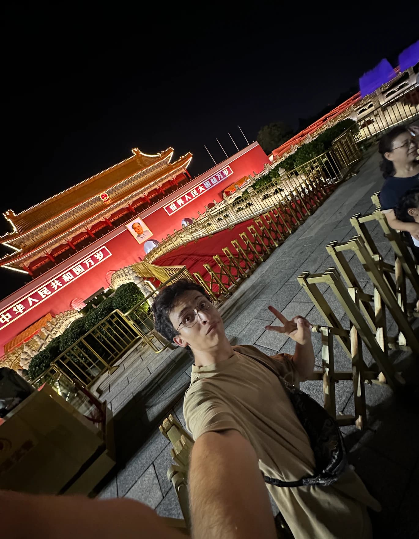 Maceo at Tiananmen Square at night